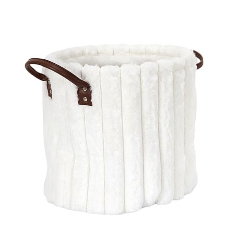 Lot De 3 Paniers De Rangement "effet Fourrure" 30cm Blanc