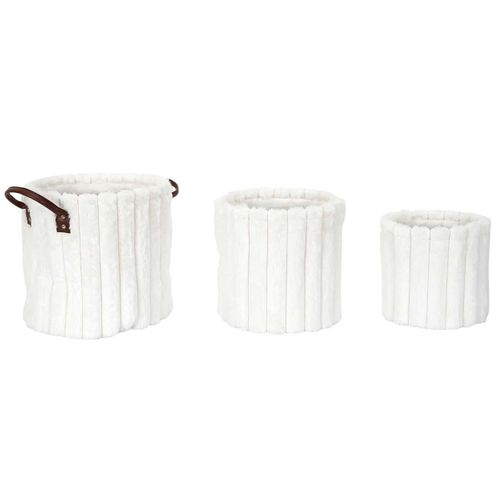 Lot De 3 Paniers De Rangement "effet Fourrure" 30cm Blanc