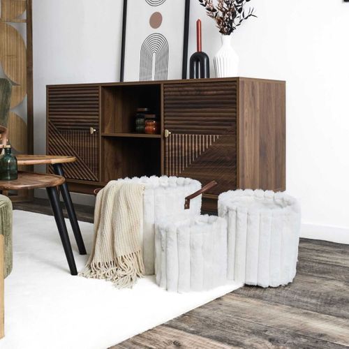 Lot De 3 Paniers De Rangement "effet Fourrure" 30cm Blanc