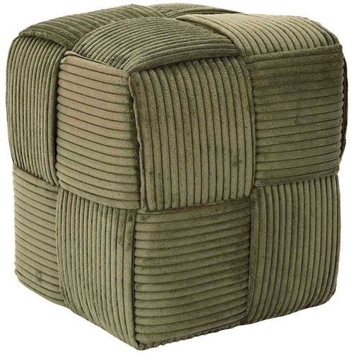 Pouf En Tissu Côtelé Tressé Scott Vert