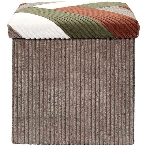 Pouf Coffre Pliable Patchwork Côtelé Scott
