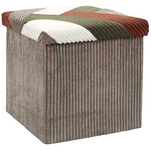 Pouf Coffre Pliable Patchwork Côtelé Scott