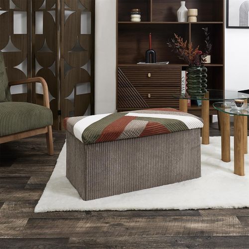 Banc Coffre Pliable Patchwork Côtelé Scott