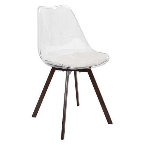 Lot De 4 Chaises Coussin Côtelé "scott" 82cm Transparent et Beige