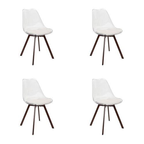 Lot De 4 Chaises Coussin Côtelé "scott" 82cm Transparent et Beige