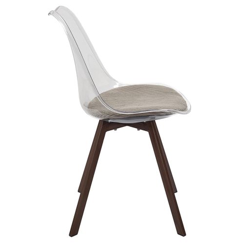 Lot De 4 Chaises Coussin Côtelé "scott" 82cm Transparent et Taupe