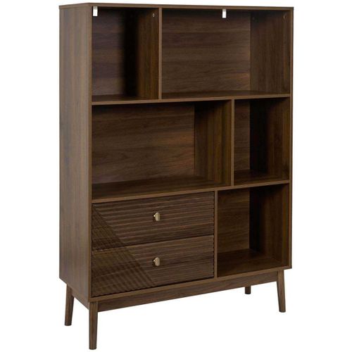 Bibliothèque En Bois 5 Niches Et 2 Tiroirstiffany