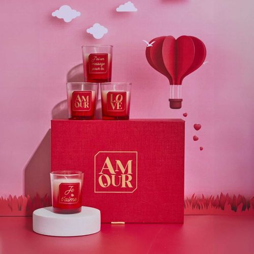 Coffret 6 Bougies Parfumées "amour" 30g Rouge