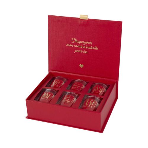 Coffret 6 Bougies Parfumées "amour" 30g Rouge