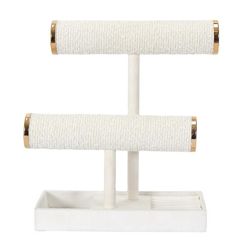 Porte Bijoux Double "bouclette" 27cm Blanc