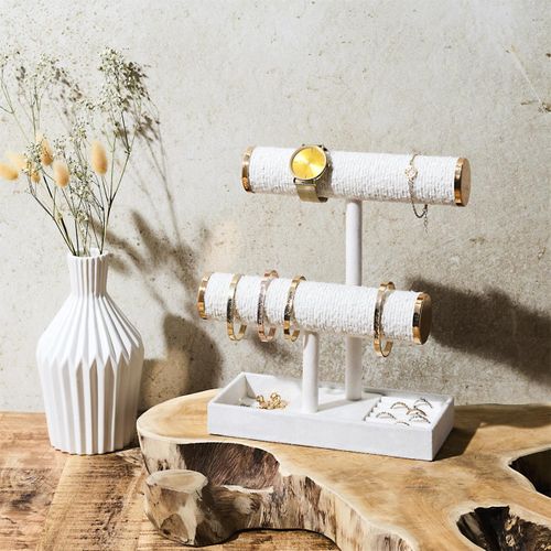 Porte Bijoux Double "bouclette" 27cm Blanc