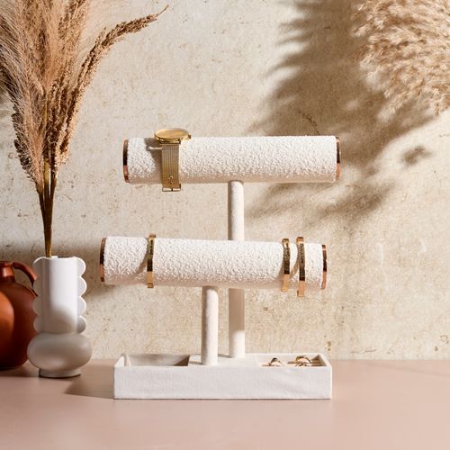 Porte Bijoux Double "bouclette" 27cm Blanc