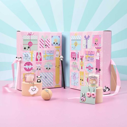Calendrier De L'avent 24 Bougies et Surprises "kawaii" 25cm Multicolore
