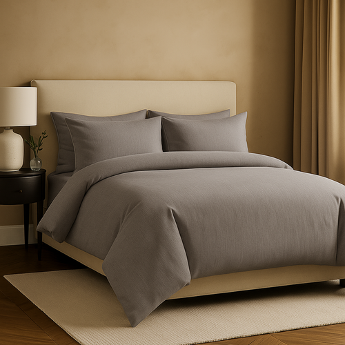 Parure 240/260 Gris Clair - Drap 200/200 + 2 Taies Oreiller 50/70 Cm