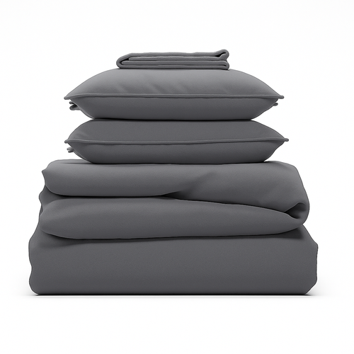 Parure 140/200 Gris Foncé - Drap 90/200 + Taie Oreiller 60/60 Cm