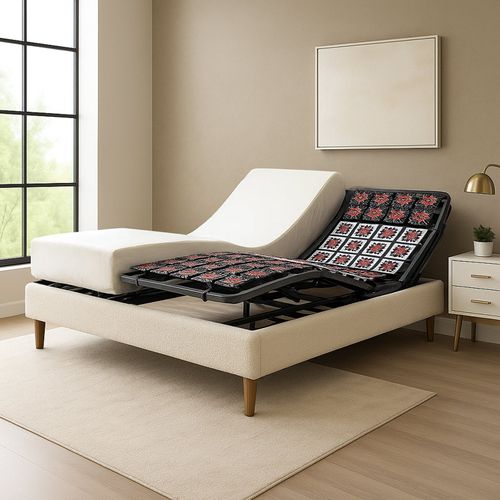 Pack Lit Électrique Matelas 180x200 - Sable - Sommier Relaxation+contour Lit Bouclette+matelas