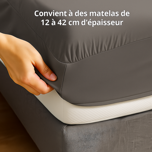 Parure 240/260 Gris Foncé - Drap 200/200 + 2 Taies Oreiller 50/70 Cm