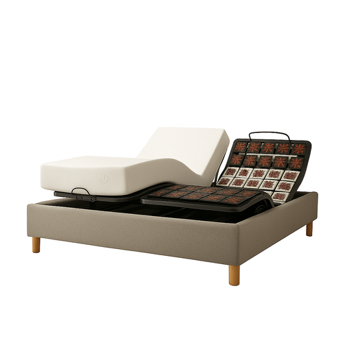 Pack Lit Électrique Matelas 90x190 - Gris - Sommier Relaxation+contour Lit Bouclette+matelas