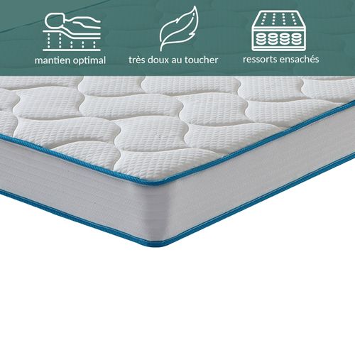 Matelas Ressorts ensachés 160x200 Cm - LOUXOR - Accueil Mémoire De Forme - Epaisseur 20 cm
