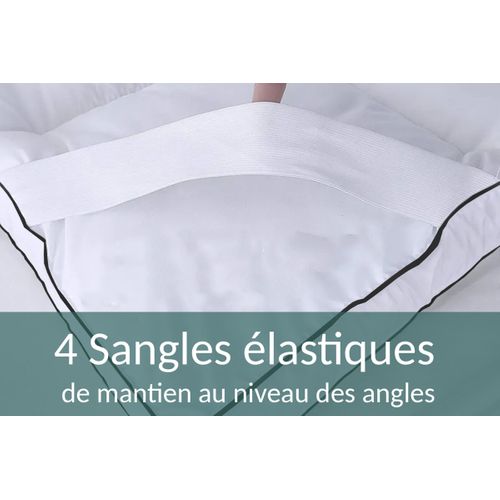 Surmatelas Plumes 180x200 Cm - Epaisseur 8 Cm - 100% Plumes De Canard - Sangles De Maintien