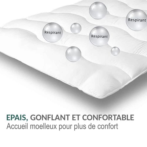 Surmatelas 200x200 Cm - Protège Matelas Microfibre - Aération Optimisée Et Sangles De Maintien