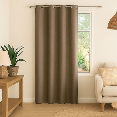 Rideau 100% Occultant - Effet Chiné - 140x260 Cm - Taupe