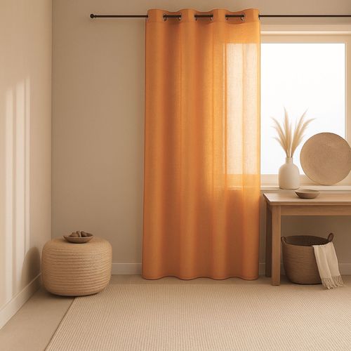 Voilage - Effet Lin Fluide - 140x240 Cm - Jaune Ocre