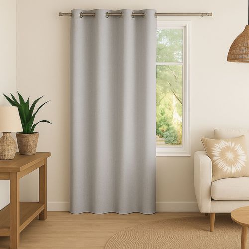Rideau 100% Occultant - Effet Chiné - 140x260 Cm - Gris Clair