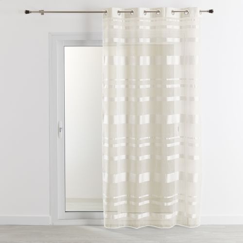 Voilage Rayures Horizontales Tamisantes - 140x240 Cm - Ivoire