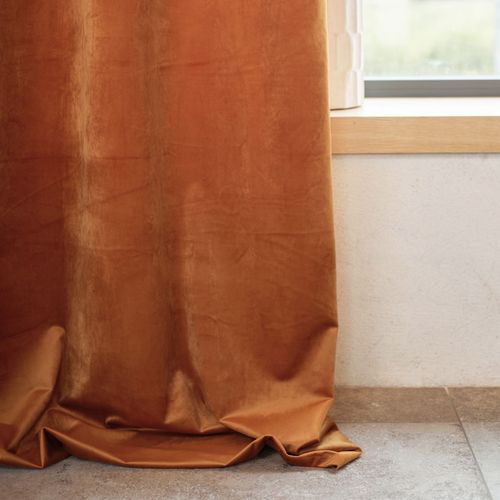 Rideau En Velours Feutré Uni - 135x260 Cm - Cuivre