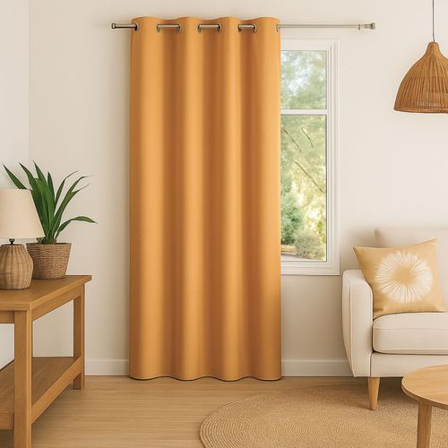 Rideau 100% Occultant - Effet Chiné - 140x180 Cm - Jaune Ocre