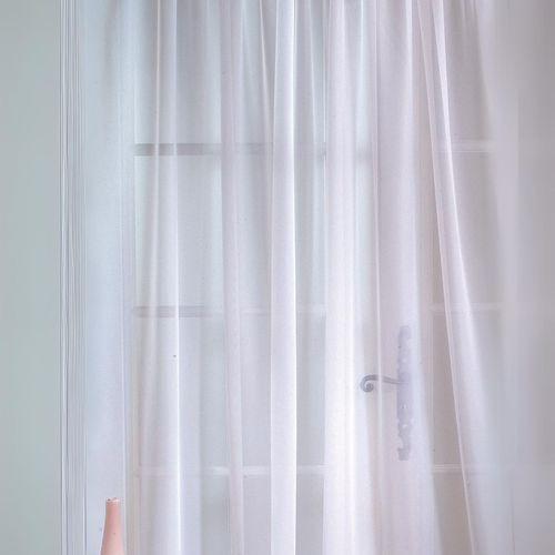 Voilage En Poly Lin Avec Bas Plombé - 300x245 Cm - Blanc