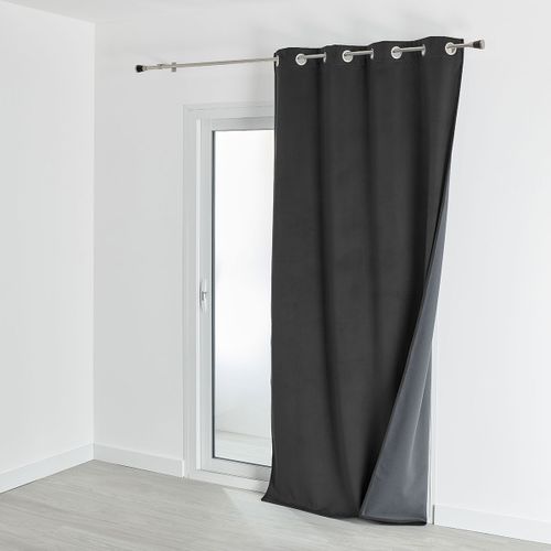 Rideau Isolant Et Occultant En Velours Doublé Polaire - 135x280 Cm - Gris Anthracite