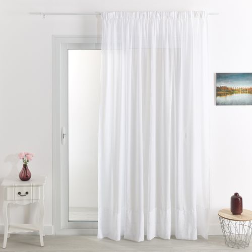 Voilage Brodé Cornely à Galon Fronceur - 240x245 Cm - Blanc