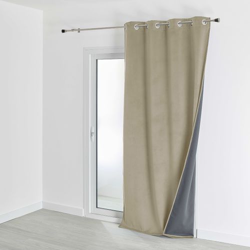 Rideau Isolant Et Occultant En Velours Doublé Polaire - 135x280 Cm - Beige