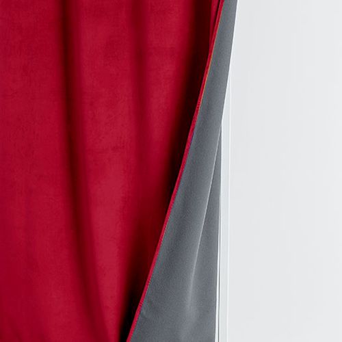 Rideau Isolant Et Occultant En Velours Doublé Polaire - 135x280 Cm - Rouge