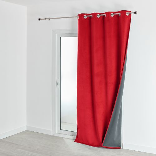 Rideau Isolant Et Occultant En Velours Doublé Polaire - 135x280 Cm - Rouge