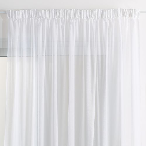 Voilage Poly-lin Brodé Cornely - 180x240 Cm - Blanc