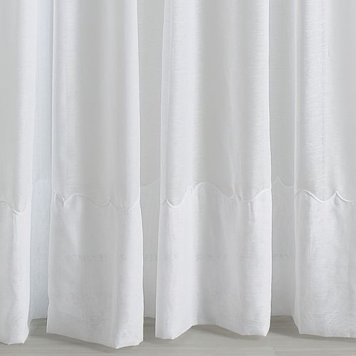 Voilage Poly-lin Brodé Cornely - 180x240 Cm - Blanc