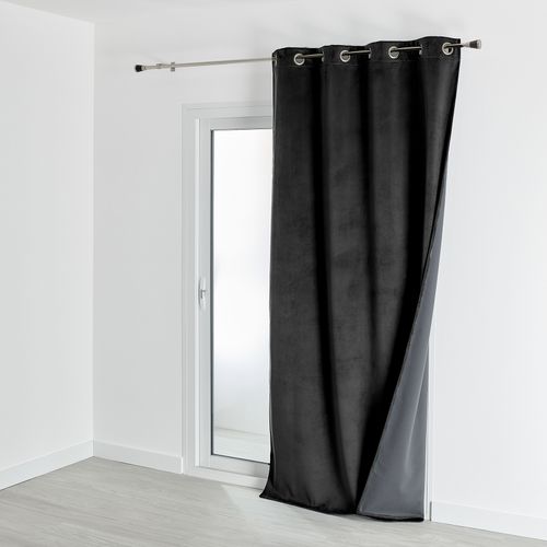Rideau Isolant Et Occultant En Velours Doublé Polaire - 135x280 Cm - Noir