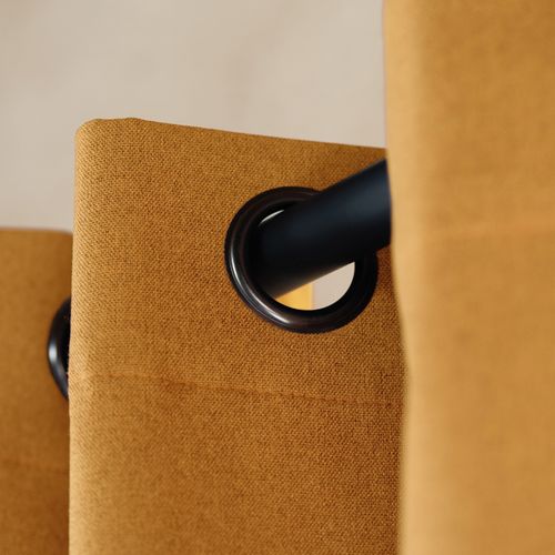 Rideau 100% Occultant Thermique Phonique Chiné - 135x260 Cm - Jaune Ocre