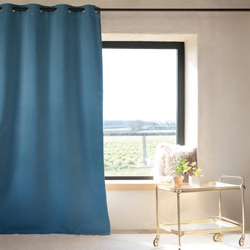 Rideau 100% Occultant Thermique Phonique Chiné - 135x180 Cm - Bleu Pétrole
