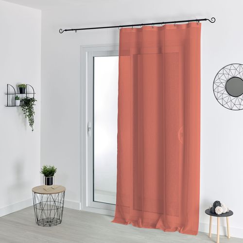 Voilage à Anneaux Noirs Amovibles - 140x240 Cm - Terracotta