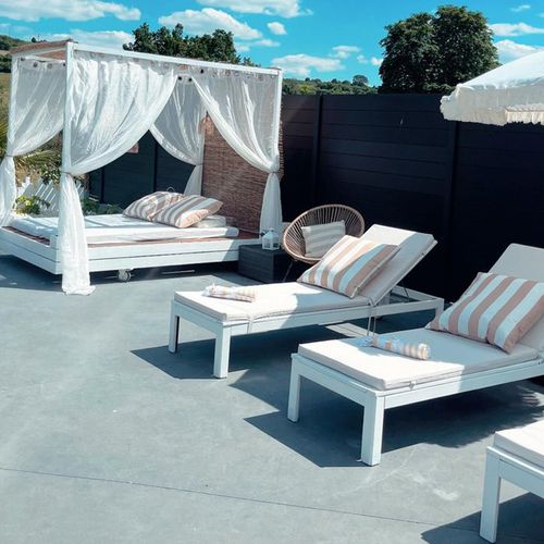 Matelas Bain De Soleil Extérieur Imperméable Minorque - 60x190 Cm - Ecru