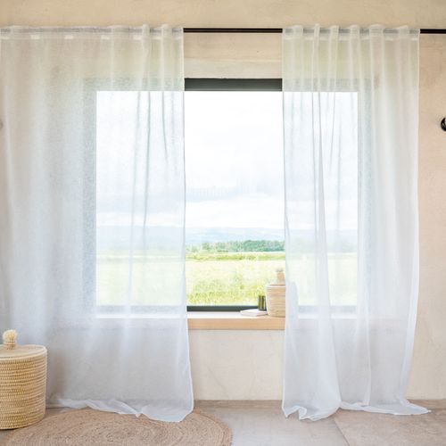 Voilage Passants Cachés - Effet Lin - 140x260 Cm - Blanc