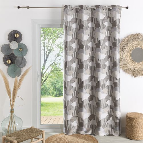 Rideau D'ameublement à Jacquard Arrondi - 140x260 Cm - Lin