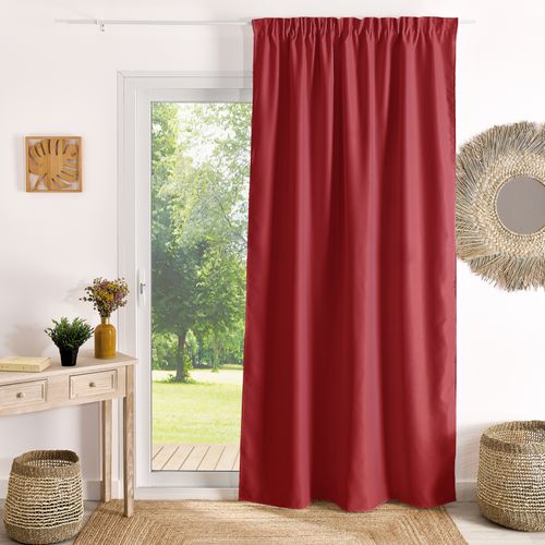 Rideau à Galon Fronceur Occultant Ignifugé M1 Non Feu - 140x260 Cm - Carmin