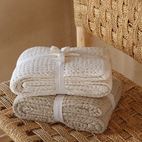 Plaid En Coton Gaufré - 130x180 Cm - Ecru