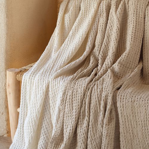 Plaid En Coton Gaufré - 130x180 Cm - Lin