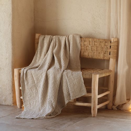 Plaid En Coton Gaufré - 130x180 Cm - Lin